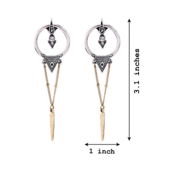 New”Two Tone Diamond Boho Earrings - Picture 6 of 7